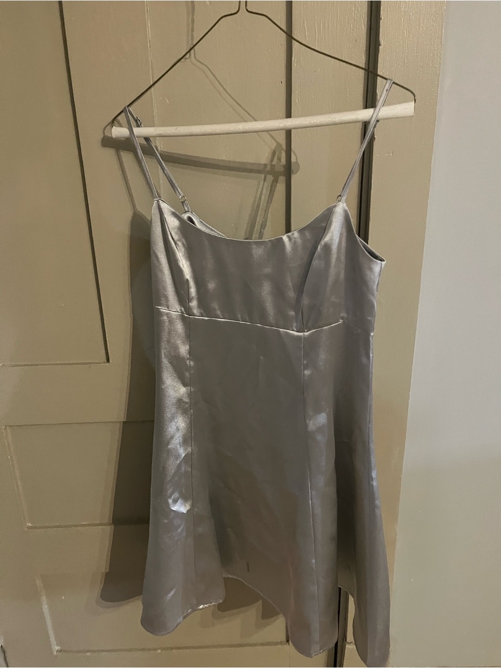 Current Mood Silver Satin Slip Dress